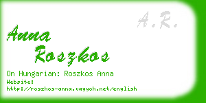 anna roszkos business card